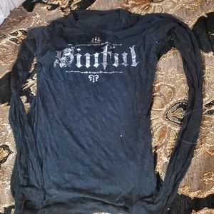 Womens Sinful long sleeve burnout top